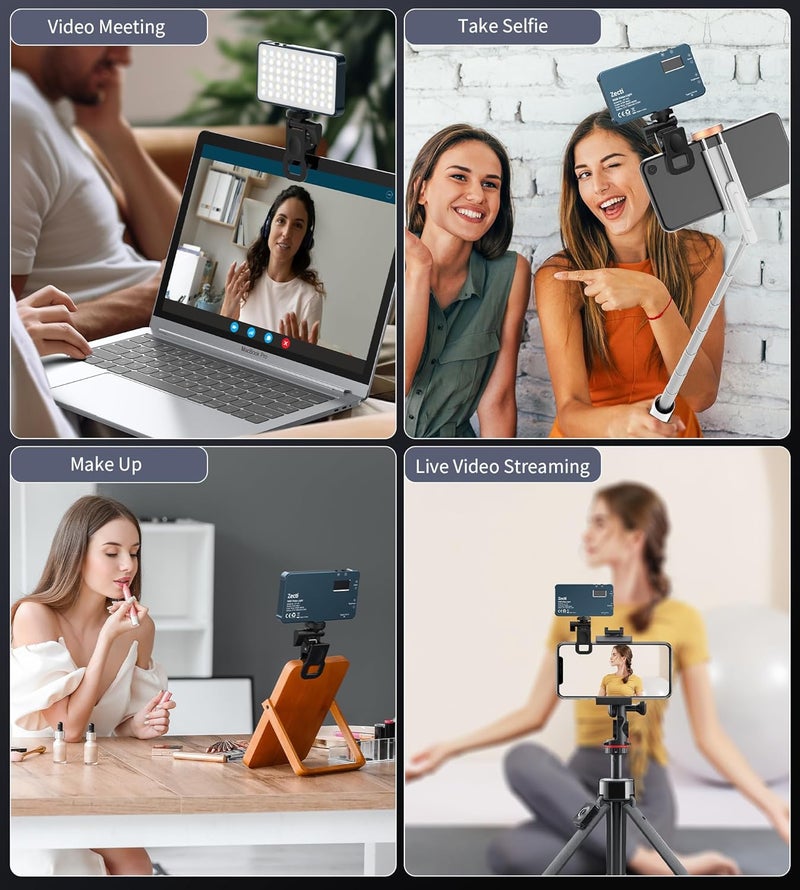 Zecti Selfie Light, 96 LED Phone Light with Metal Hotshoe & Clip, 96+ 2500K-8000K Rechargeable 360° Full Color 21 Scenes RGB Video Light for Phone, iPhone, Laptops, Cameras, Selfie, Video Conference, TikTok - Image 5